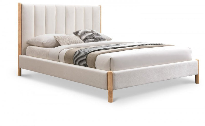 Kona Fabric Queen Bed Cream - Gate FurnitureQueen Bed