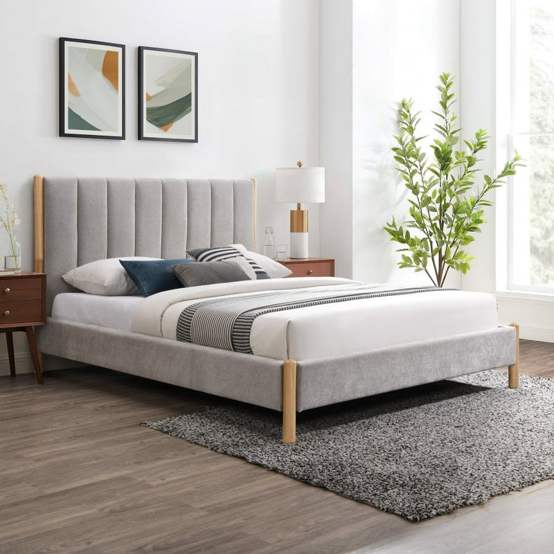 Kona Fabric Queen Bed Grey - Gate FurnitureQueen Bed