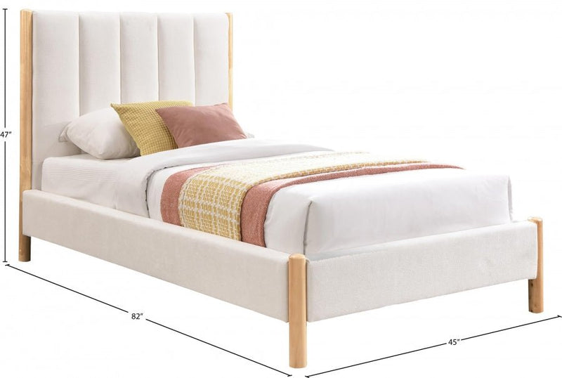 Kona Fabric Twin Bed Cream - Gate FurnitureTwin Bed