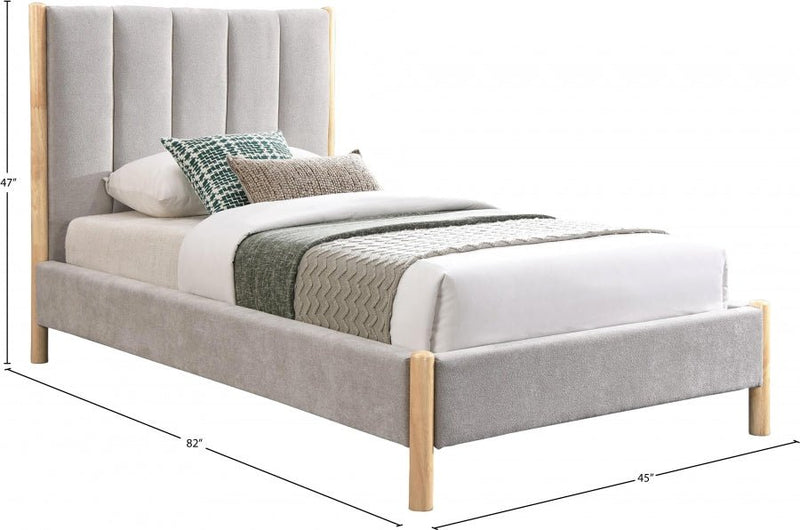 Kona Fabric Twin Bed Grey - Gate FurnitureTwin Bed