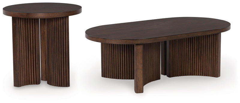 Korestone Coffee Table with 1 End Table in Dark Brown - PKG019337