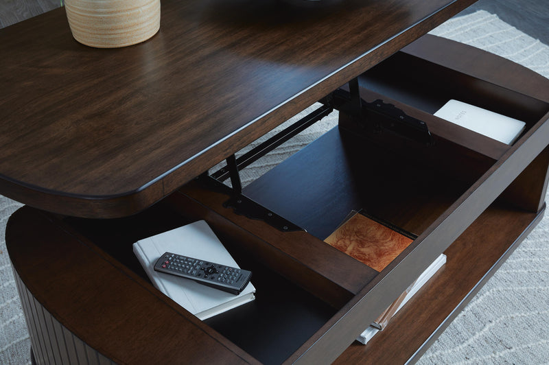 Korestone Coffee Table with 1 End Table in Dark Brown - PKG020837