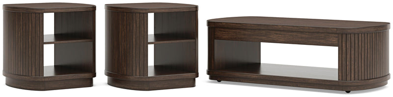 Korestone Coffee Table with 2 End Tables in Dark Brown - PKG020838