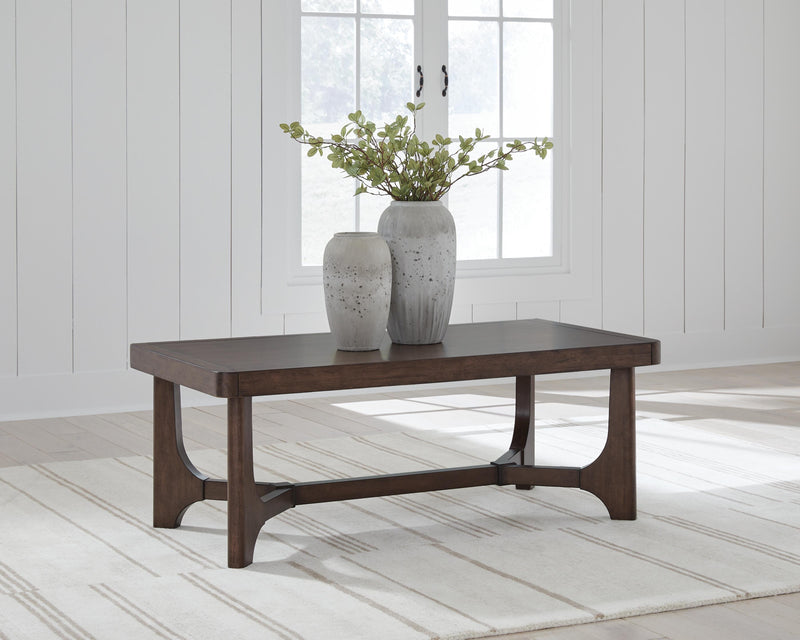 Korestone Coffee Table with 2 End Tables in Dark Brown - PKG024024