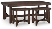 Korestone Coffee Table with 2 End Tables in Dark Brown - PKG024024