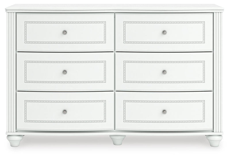 Kozlani Full Upholstered Panel Bed and Dresser in White - PKG023800