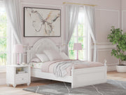 Kozlani Full Upholstered Panel Bed and Dresser in White - PKG023800