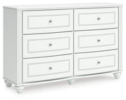 Kozlani Full Upholstered Panel Bed and Dresser in White - PKG023800