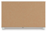 Kozlani Full Upholstered Panel Bed and Dresser in White - PKG023800