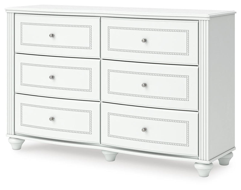 Kozlani Full Upholstered Panel Bed and Dresser in White - PKG023800