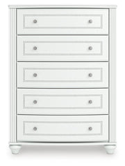 Kozlani Full Upholstered Panel Bed, Dresser and Chest in White - PKG023804