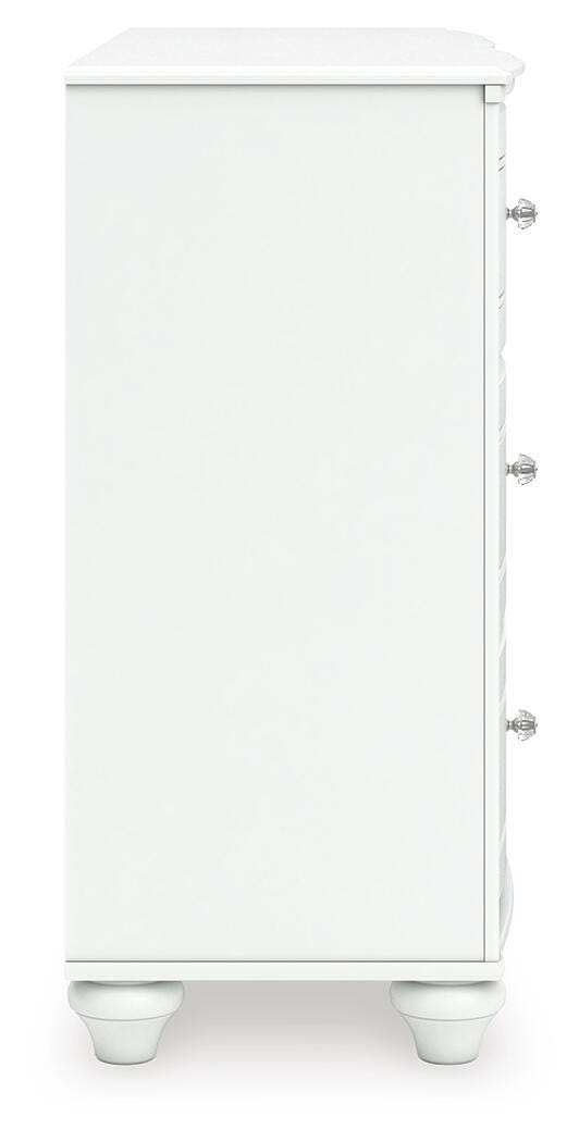 Kozlani Full Upholstered Panel Bed, Dresser and Chest in White - PKG023804