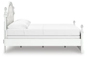 Kozlani Full Upholstered Panel Bed, Dresser and Mirror in White - PKG023801