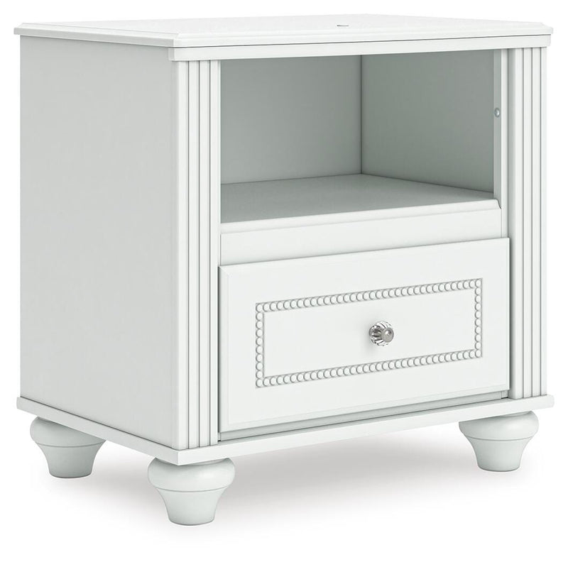 Kozlani Full Upholstered Panel Bed, Dresser and Nightstand in White - PKG023803