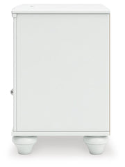 Kozlani Full Upholstered Panel Bed, Dresser, Mirror and Nightstand in White - PKG023802