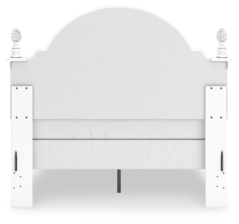 Kozlani Full Upholstered Panel Bed, Dresser, Mirror and Nightstand in White - PKG023802