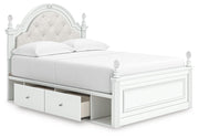 Kozlani Full Upholstered Panel Storage Bed and Dresser in White - PKG023810