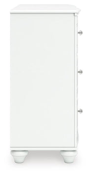 Kozlani Full Upholstered Panel Storage Bed and Dresser in White - PKG023810