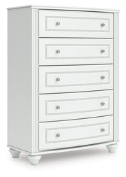 Kozlani Full Upholstered Panel Storage Bed, Dresser and Chest in White - PKG023814
