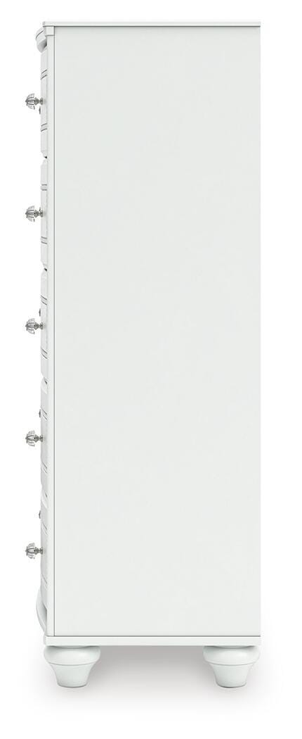 Kozlani Full Upholstered Panel Storage Bed, Dresser and Chest in White - PKG023814
