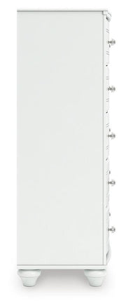 Kozlani Full Upholstered Panel Storage Bed, Dresser and Chest in White - PKG023814