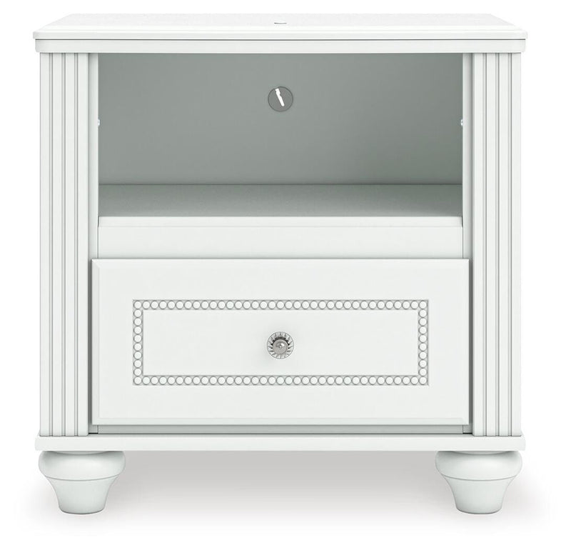 Kozlani Full Upholstered Panel Storage Bed, Dresser and Nightstand in White - PKG023813