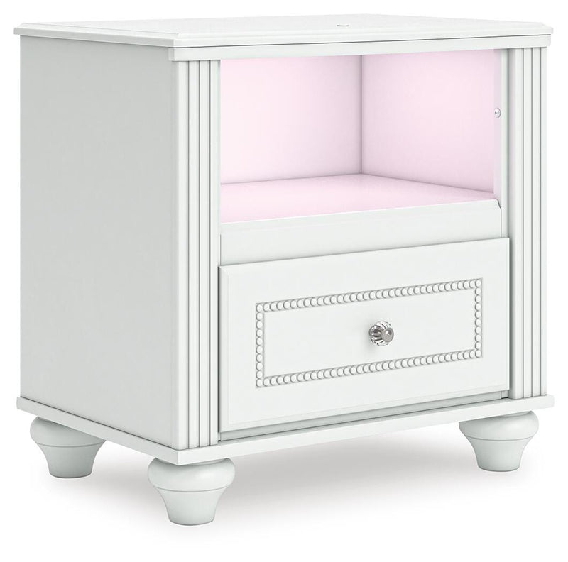 Kozlani Full Upholstered Panel Storage Bed, Dresser and Nightstand in White - PKG023813
