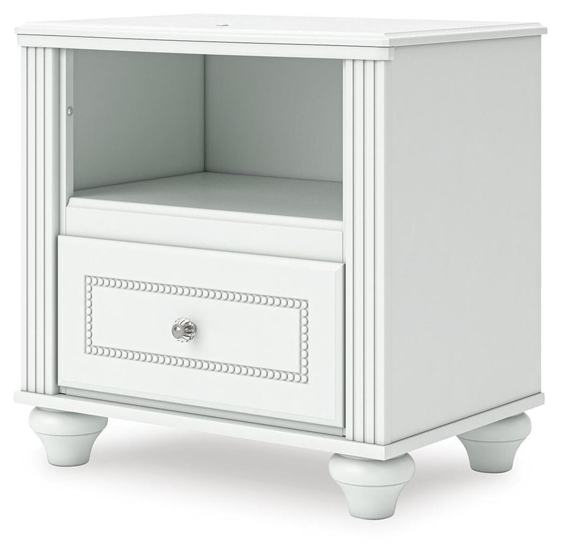 Kozlani Full Upholstered Panel Storage Bed, Dresser and Nightstand in White - PKG023813