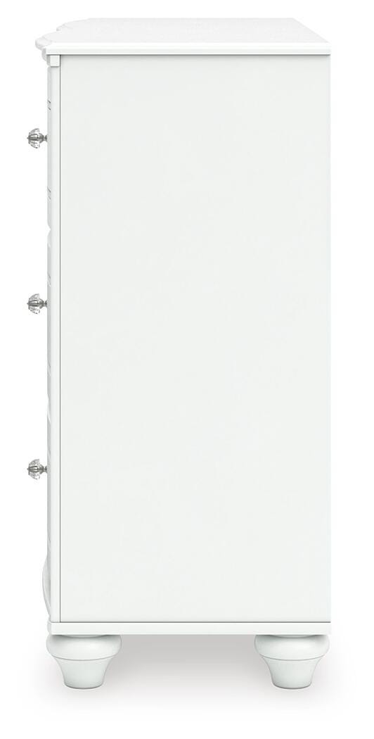 Kozlani Full Upholstered Panel Storage Bed, Dresser and Nightstand in White - PKG023813