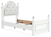 Kozlani Twin Upholstered Panel Bed, Dresser and Chest in White - PKG023799