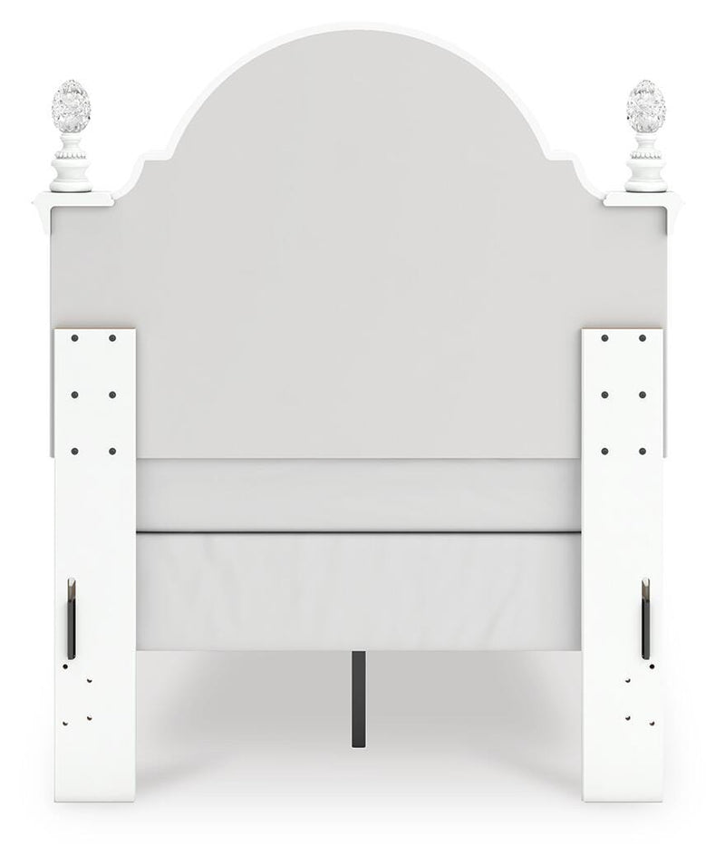 Kozlani Twin Upholstered Panel Bed, Dresser and Chest in White - PKG023799