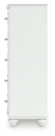 Kozlani Twin Upholstered Panel Bed, Dresser and Chest in White - PKG023799