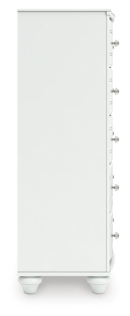 Kozlani Twin Upholstered Panel Bed, Dresser and Chest in White - PKG023799