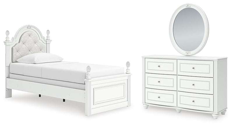 Kozlani Twin Upholstered Panel Bed, Dresser and Mirror - PCB1819B14