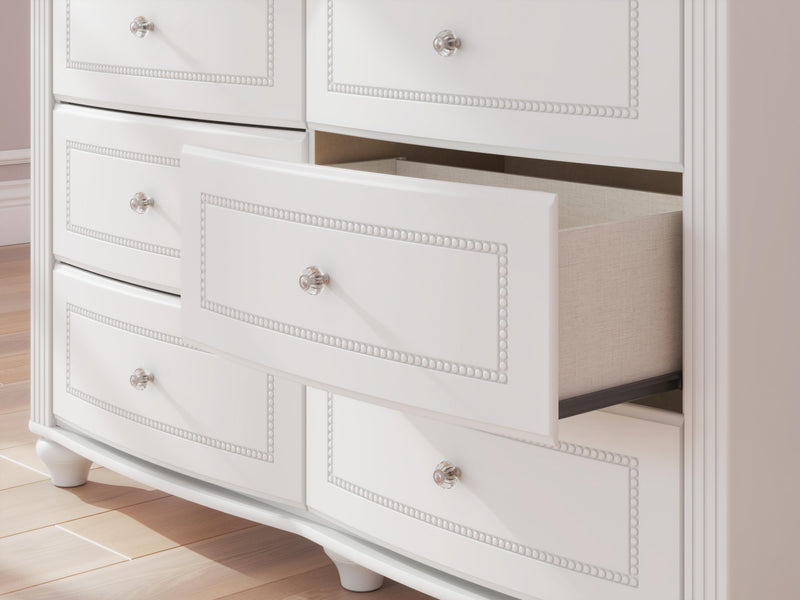Kozlani Twin Upholstered Panel Storage Bed and Dresser in White - PKG023805