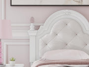 Kozlani Twin Upholstered Panel Storage Bed, Dresser and Chest in White - PKG023809