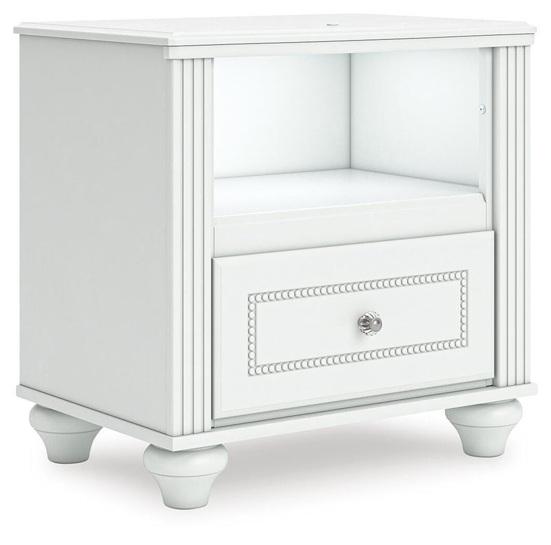 Kozlani Twin Upholstered Panel Storage Bed, Dresser and Nightstand in White - PKG023808