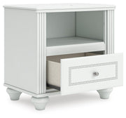 Kozlani Twin Upholstered Panel Storage Bed, Dresser and Nightstand in White - PKG023808