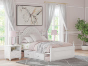 Kozlani White Full Upholstered Panel Bed with Storage - PCB1819B18