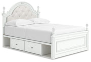 Kozlani White Full Upholstered Panel Bed with Storage - PCB1819B18