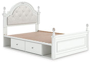 Kozlani White Full Upholstered Panel Bed with Storage - PCB1819B18