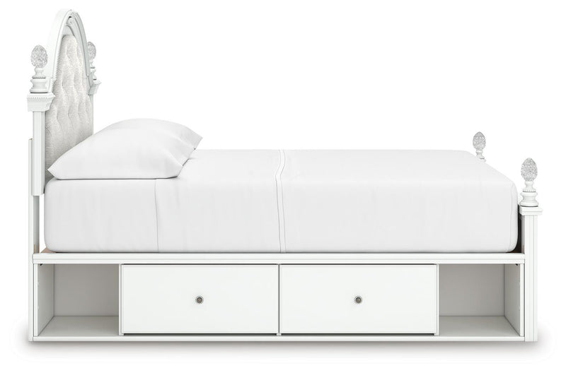 Kozlani White Full Upholstered Panel Bed with Storage - PCB1819B18