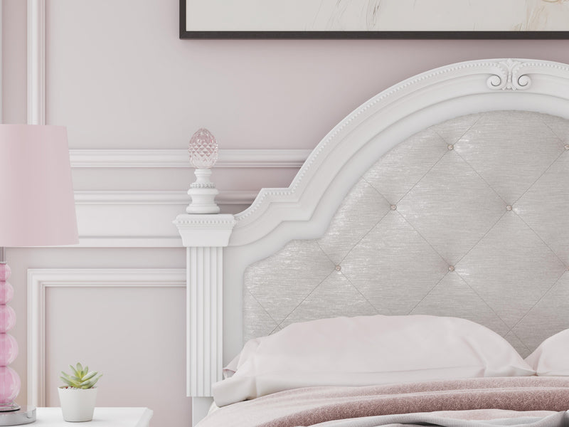 Kozlani White Full Upholstered Panel Bed with Storage - PCB1819B18