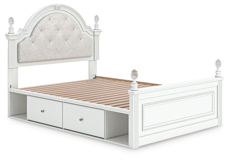 Kozlani White Full Upholstered Panel Storage Bed - PCB1819B10