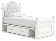 Kozlani White Twin Upholstered Panel Bed with Storage - PCB1819B17