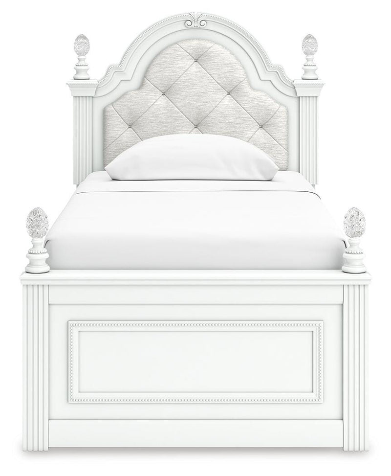 Kozlani White Twin Upholstered Panel Bed with Storage - PCB1819B17