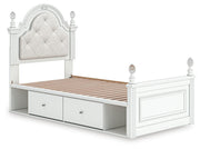Kozlani White Twin Upholstered Panel Bed with Storage - PCB1819B17