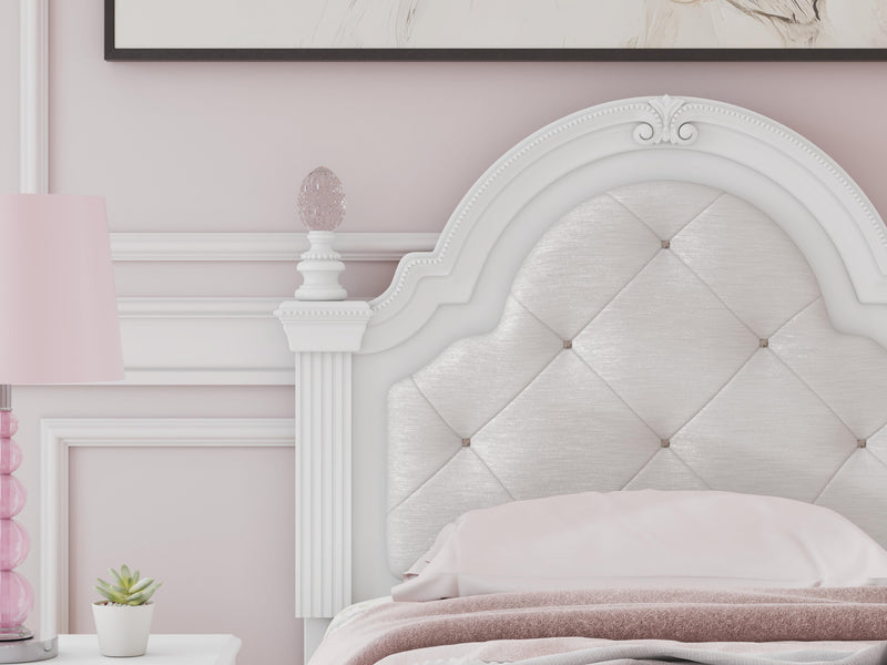 Kozlani White Twin Upholstered Panel Bed with Storage - PCB1819B17