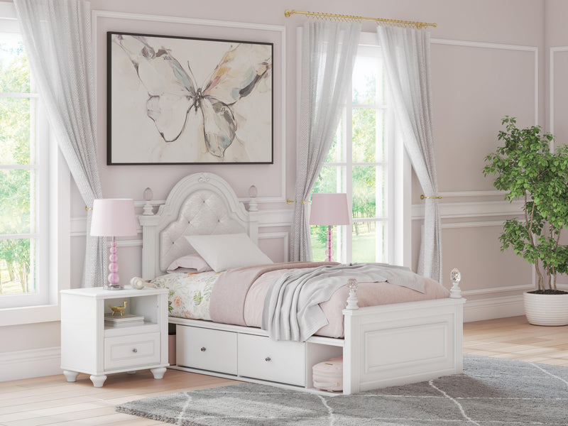 Kozlani White Twin Upholstered Panel Storage Bed - PCB1819B9