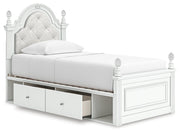 Kozlani White Twin Upholstered Panel Storage Bed - PCB1819B9